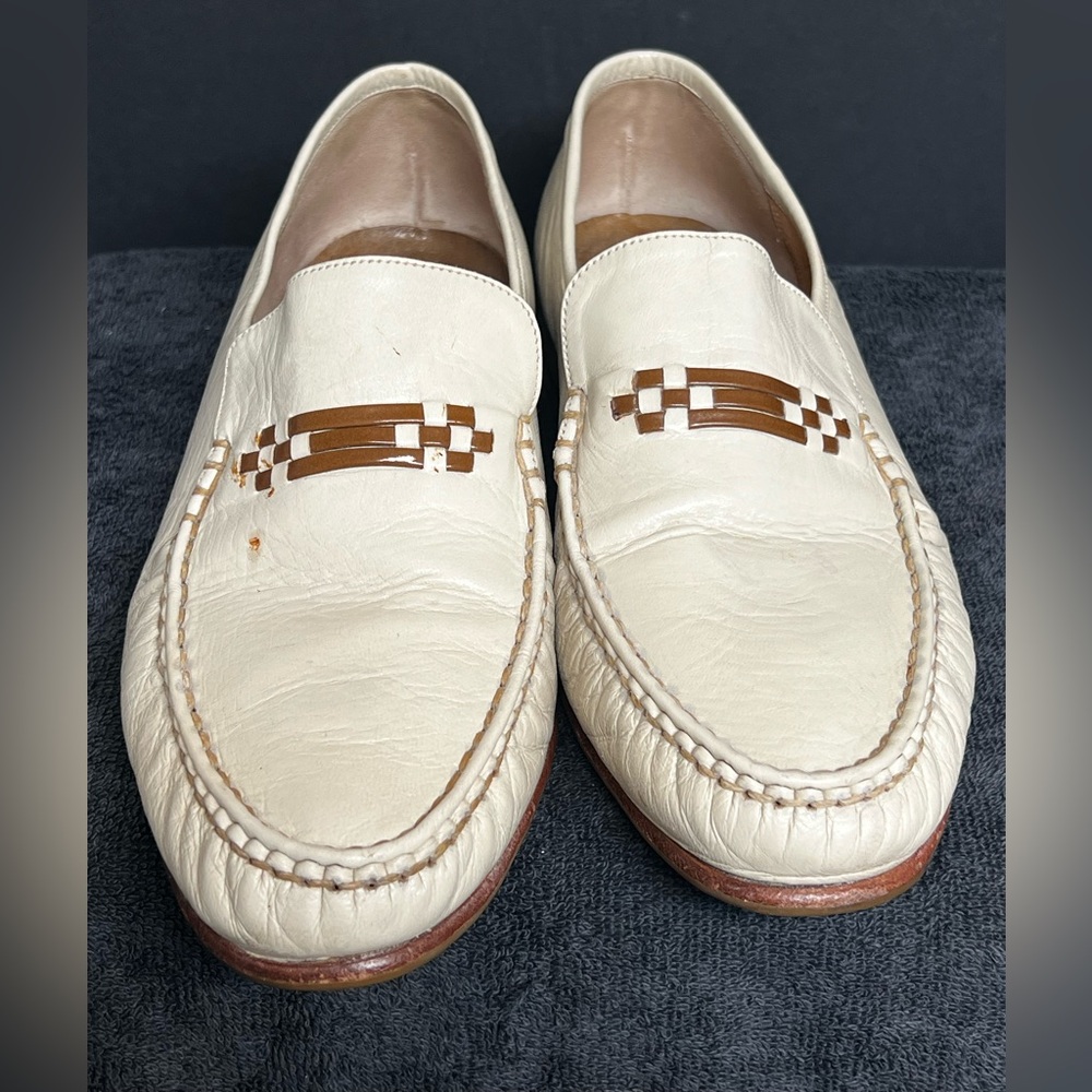 BARKER Men's Beige BIT Leather Loafers Size 8 / 9 / 42-43 26cm Made in England